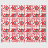 40. Geburtstag rot aussehen 40 Foto-Name Geschenkpapier (Flach)
