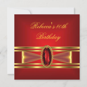 40. Geburtstag Rot Gold Rot Diamant Juwel Bogen Einladung