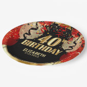 40. Geburtstag - Rote Balkone 🎈 Pappteller (Schrägansicht)