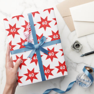 40. Geburtstag Roter Stern Geschenkpapier