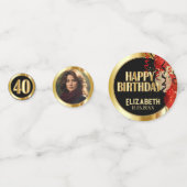 40. Geburtstag - Rotes, Schwarzes und Gold 🎈 Foto Konfetti (Vorderseiten)