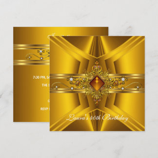 40. Geburtstag Royal Elegant Yellow Gold Jewel 2 Einladung
