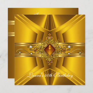 40. Geburtstag Royal Elegant Yellow Gold Jewel 2 Einladung