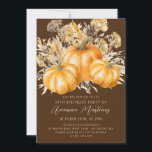 40. Geburtstag Rustic Boho Pumpkin Fall Foliage Einladung<br><div class="desc">Elegante Orangenkürbis in Aquarellfarben,  eingebettet in eine Vielzahl von Laub- und Blume. Ein dunkel,  reich braun gehaltener Hintergrund bildet einen perfekten Rahmen. Ideal für eine Herbstfeier.</div>
