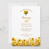 40. Geburtstag Rustikales Sonnenblumen Foto Einladung (Vorderseite)