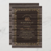40. Geburtstag Rustikales Wood Extravagant Country Einladung (Vorne/Hinten)