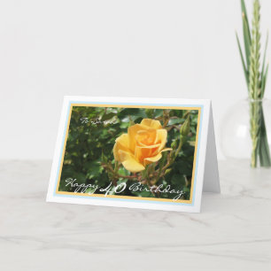 40. Geburtstag Sarah Yellow Rose Elegant Gold Fram Karte