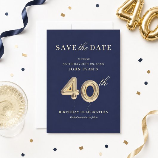 40. Geburtstag Save the Date Einladung