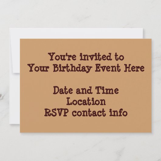 40. Geburtstag: Schokolade Einladung (Rückseite)