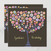 40. Geburtstag Schokolade Retro Tree Einladung (Vorne/Hinten)