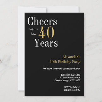 40. Geburtstag Schreit auf 40 Jahre Black Gold Par Einladung