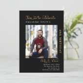 40. Geburtstag schwarz Einladung (Stehend Vorderseite)