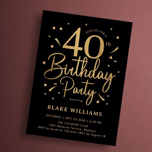 40. Geburtstag Schwarz Gold Einladung