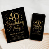40. Geburtstag Schwarz Gold Einladung