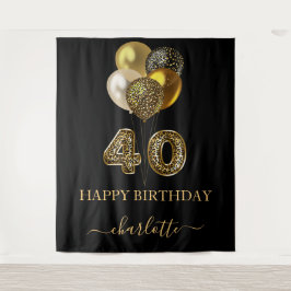 40. Geburtstag schwarz gold Leopardenprint Luftbal Wandteppich