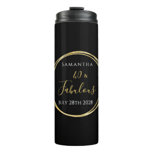 40. Geburtstag Schwarz Gold Personalisierte Partyg Thermosbecher