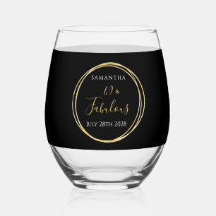 40. Geburtstag Schwarz Gold Personalisiertes Party Weinglas Ohne Stiel
