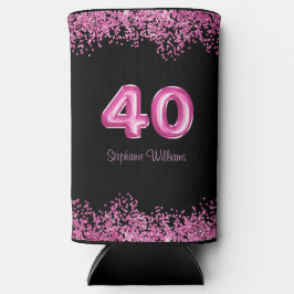 40. Geburtstag Schwarz Rosa Balloons | IMITATE GLI Selters Dosenkühler