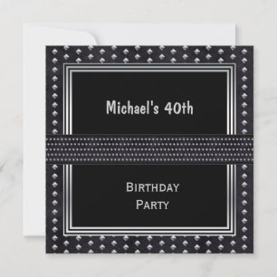 40. Geburtstag Schwarz Silber Nieten Einladung