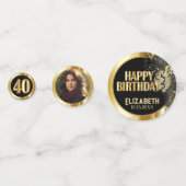 40. Geburtstag - Schwarz und Gold - Foto Konfetti (Vorderseiten)