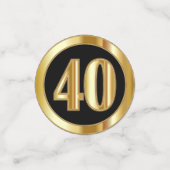 40. Geburtstag - Schwarz und Gold - Foto Konfetti (Klein Vorderseite)