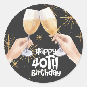 40. Geburtstag Schwarz und Gold Thema Runder Aufkleber