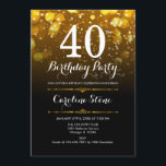 40. Geburtstag - Schwarz-weiß Gold Einladung<br><div class="desc">40. Geburtstag Einladung. JEDES ALTER Elegantes Schwarz-weißes Design mit Imitate Glitzer goldenen Buckellampen. Erwachsener Geburtstag. Enthält Diamanten und Skript-Schriftart. Männer oder Frauen laden ein. Ideal für eine stilvolle Geburtstagsfeier. Nachricht,  wenn Sie weitere Anpassungen benötigen.</div>