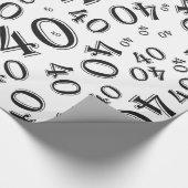 40. Geburtstag Schwarz/Weiß Random Number Pattern Geschenkpapier (Ecke)
