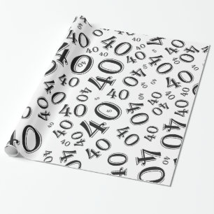 40. Geburtstag Schwarz/Weiß Random Number Pattern Geschenkpapier