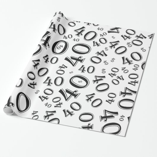 40. Geburtstag Schwarz/Weiß Random Number Pattern Geschenkpapier (Ungerollt)