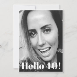 40. Geburtstag Schwarz-weißes Foto Modernes Elegan Einladung