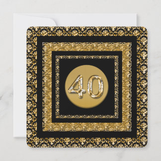 40. Geburtstag schwarze Golddamasken Einladung
