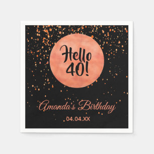 40. Geburtstag schwarze Rose Gold Hallo 40 Namen Serviette
