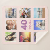 40. Geburtstag Schwarze Rose Goldname Foto Collage Sherpadecke (Vorderseite (Horizontal))