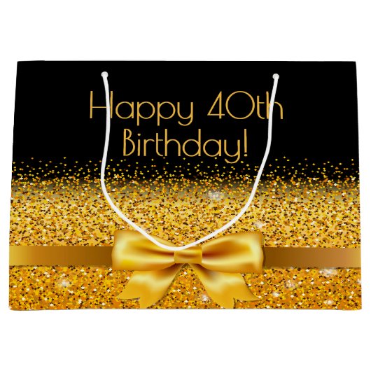 40. Geburtstag schwarzer Goldbug Große Geschenktüte (Vorderseite)