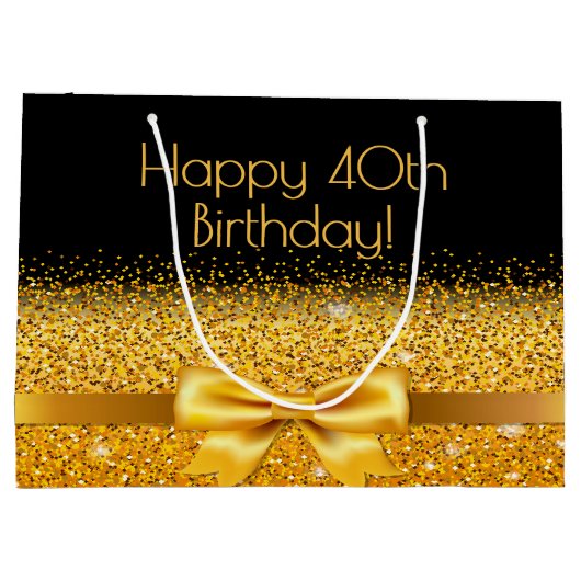 40. Geburtstag schwarzer Goldbug Große Geschenktüte (Rückseite)