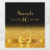 40. Geburtstag schwarzer Goldbug Weinetikett (Einzelnes Label)