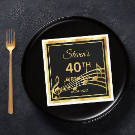 40. Geburtstag schwarzer Goldname Serviette