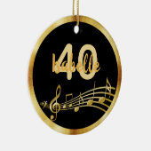 40. Geburtstag schwarzer Musiknoten Keramik Ornament (Rechts)