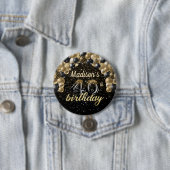 40. Geburtstag Schwarzes Gold Ballon Glitzer Butto Button (Beispiel)