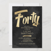40. Geburtstag Schwarzes Gold Einladung (Vorderseite)