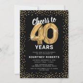 40. Geburtstag Schwarzes Gold Einladung (Vorderseite)