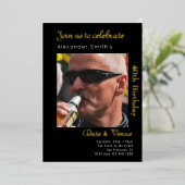 40. Geburtstag Schwarzes Gold Folieneinladung (Stehend vorne)