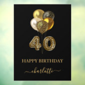 40. Geburtstag Schwarzes Gold Leopard Namenskript Fensteraufkleber (Blatt 3)