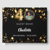 40. Geburtstag Schwarzes Gold-Sterne-Foto Gästebuch (Vorderseite)