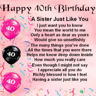40 Geburtstag Schwester Geschenke Zazzle De