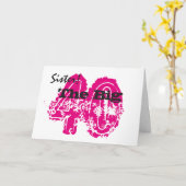 40. Geburtstag, Schwester, schwarz, rosa Text, wei Karte (Gelbe Blume)