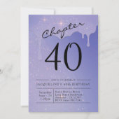 40. Geburtstag Script-Glitzer Einladung (Vorderseite)
