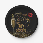 40. Geburtstag - Sie küsst ihre 30er Pappteller (Vorderseite)
