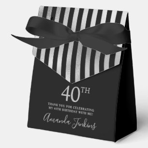 40. Geburtstag Silber gestreift Danke Geschenkschachtel